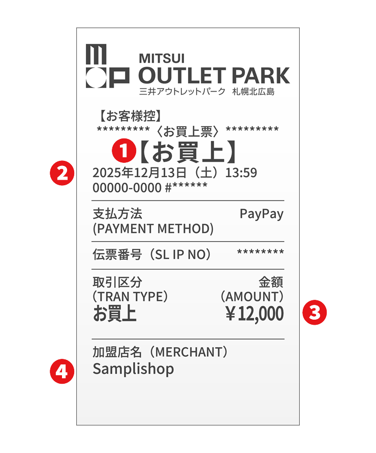 レシート撮影例